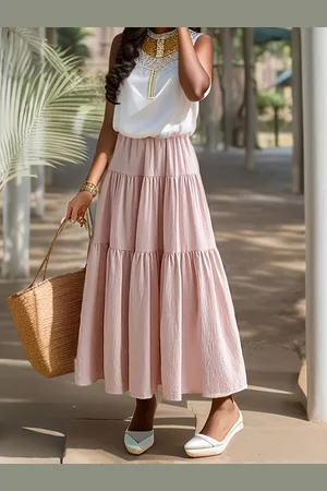 DEBAIJIA Midirock Damen Modus Elegant mit hoher Taille Faltenrock einfarbiger - Verkäufer: Paciea UG