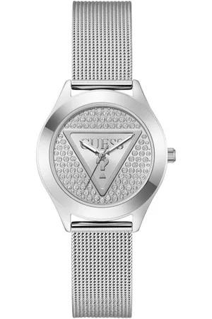 Guess Quarzuhr GLITZ PLAQUE GW0835L1, Armbanduhr, Damenuhr, Edelstahlarmband, Mineralglas, analog
