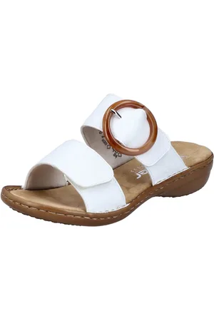 Rieker Pantolette, Keilabsatz, Sommerschuh, Schlappen mit großer Zierschnalle