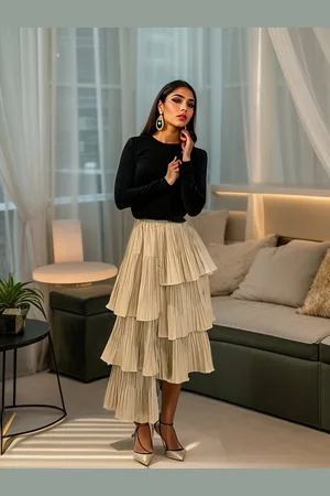 DEBAIJIA Midirock Damen Frühling Sommer Elegant mit hoher Taille Faltenrock einfarbiger - Verkäufer: Paciea UG