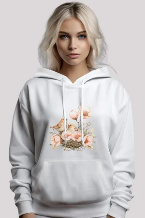 F4NT4STIC Kapuzenpullover Vogelnest Blumen Premium Qualität
