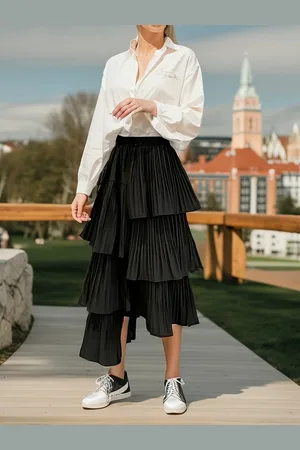 DEBAIJIA Midirock Damen Frühling Sommer Elegant mit hoher Taille Faltenrock einfarbiger - Verkäufer: Paciea UG
