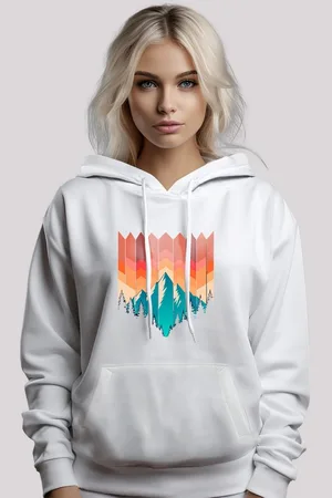 F4NT4STIC Kapuzenpullover Berg Sonnenuntergang Geometrisch Premium Qualität