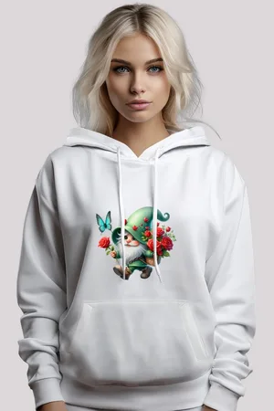 F4NT4STIC Kapuzenpullover Gnom Frühling Blumen Schmetterling Premium Qualität