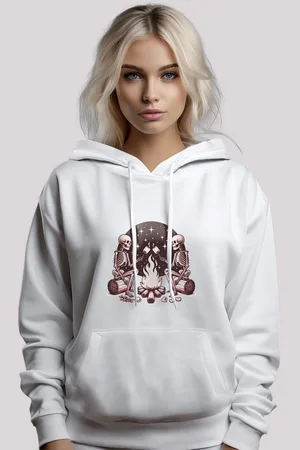 F4NT4STIC Kapuzenpullover Skelette Lagerfeuer Marshmallow Premium Qualität