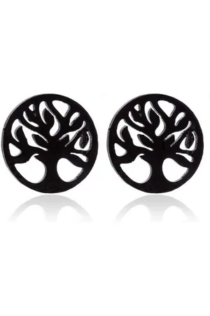 Karma Paar Ohrstecker Lebensbaum Roségold Silber oder Gold 1 cm rund Damenohrstecker (Lebensbaumohrstecker Ohrringe Damenschmuck, Einfarbig Ohrsteckerset Ohrsteckerpaar), Edelstahlohrstecker modern verschiedene Farben - Verkäufer: Sanixa