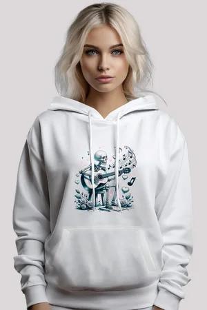 F4NT4STIC Kapuzenpullover Skelett spielt Gitarre, Musik, Liebe Premium Qualität
