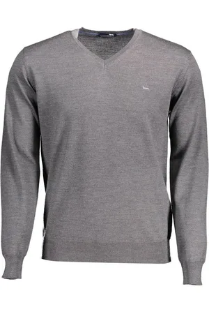 HARMONT&BLAINE Strickpullover Eleganter Grauer Herren-Pullover mit V-Ausschnitt und Logo-Stickerei - Verkäufer: Redeve
