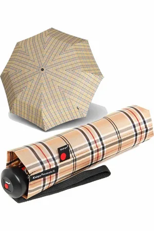 Knirps Taschenregenschirm stabiler Herrenschirm mit Auf-Automatik, klassisch-edel mit Karo-Muster - Verkäufer: RS-Versand