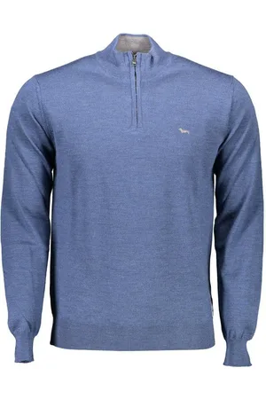 HARMONT&BLAINE Strickpullover Eleganter Herren Rollkragenpullover Blau mit Stickerei & Reißverschlu - Verkäufer: Redeve