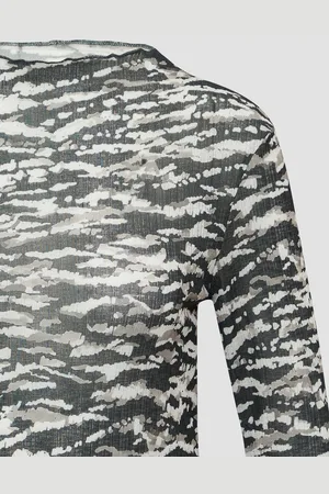 QS by s.Oliver Langarmshirt Leicht transparentes Longsleeve mit All-over-Print Ziernaht - Verkäufer: s.Oliver