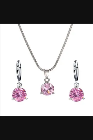 Karma Schmuckset Damen Schmuckset mit funkelnden Kristallen Silber Rot Blau (Silberne Kette mit Anhänger, Kristallschmuck Damen), Modeschmuck Damen Eleganter Schmuck - Verkäufer: Sanixa