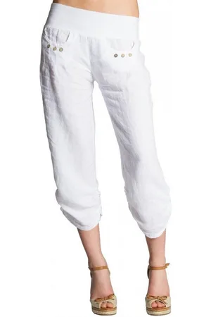 CASPAR Leinenhose KHS017 Damen 3/4 Hose aus robustem Leinen mit breitem Stretch Bund - Made in Italy - Verkäufer: & SIKORA