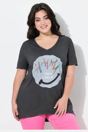 Angel of Style T-Shirt T-Shirt A-Linie Regenbogen-Pailletten-Smiley - Verkäufer: Popken Fashion Group
