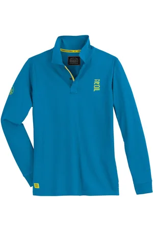 Redfield Langarm-Poloshirt Große Größen Langarm-Poloshirt Herren Kontrast-Details türkisblau - Verkäufer: bigtex