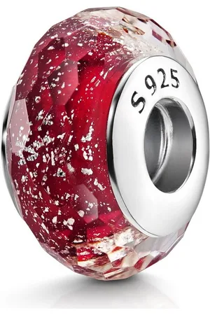 Materia Bead Glasperle Rot Glitter facettiert 706, 925 Sterling Silber, mit Gewinde - Verkäufer: Schmuck