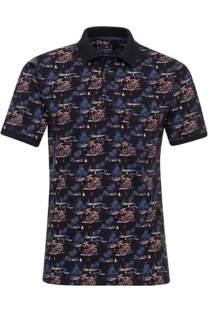 Redmond Poloshirt XXL Poloshirt navy-bordeaux Palmenprint - Verkäufer: bigtex