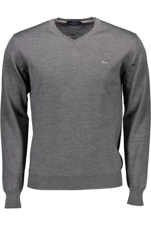 HARMONT&BLAINE Strickpullover Eleganter Langarm V-Pullover in Grau mit Logo für Herren - Verkäufer: Redeve