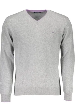 HARMONT&BLAINE Strickpullover Herren-Pullover Grau mit V-Ausschnitt und Logo-Stickerei - Verkäufer: Redeve