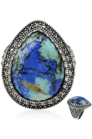 Cavill Silberring USA Azurit 925 Silber Ring, 14,9ct Teardrop Cabochon (1-tlg) - Verkäufer: Juwelo Deutschland GmbH