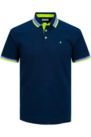 JACK & JONES Poloshirt Jack&Jones Poloshirt XXL navy Neon-Details JJEPAULOS - Verkäufer: bigtex