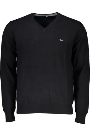 HARMONT&BLAINE Strickpullover Schwarzer Herrenpullover mit V-Ausschnitt und Stickerei - Eleganz pur - Verkäufer: Redeve