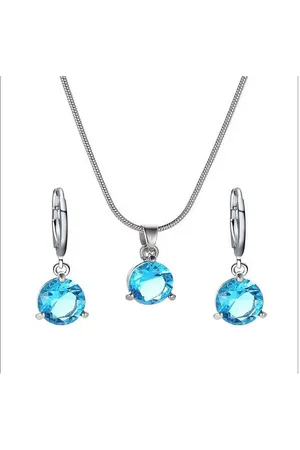 Karma Schmuckset Damen Schmuckset mit funkelnden Kristallen Silber Rosa Rot (Silberne Kette mit Anhänger, Kristallschmuck Damen), Modeschmuck Damen Eleganter Schmuck - Verkäufer: Sanixa