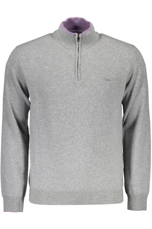 HARMONT&BLAINE Strickpullover Eleganter Grauer Herren-Pullover mit Reißverschluss und Stickerei - Verkäufer: Redeve