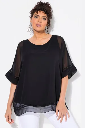 Ulla Popken Tunika Chiffon-Überwurf Spitze oversized Rundhals 3/4-Arm - Verkäufer: Popken Fashion Group