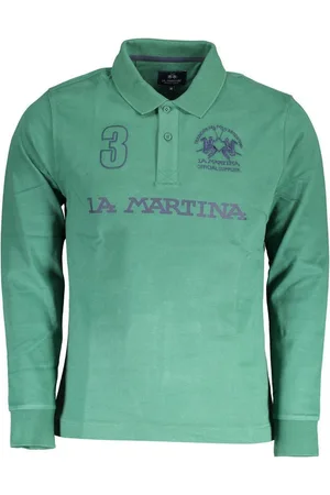 La Martina Poloshirt Herren Langarm-Poloshirt in Grün mit Stickerei und - Verkäufer: Redeve