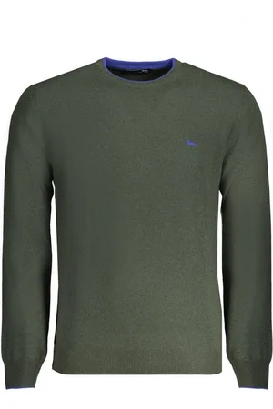 HARMONT&BLAINE Strickpullover Grüner Herrenpullover - Langarm Rundhals mit Kontrastdetails & Sticke - Verkäufer: Redeve