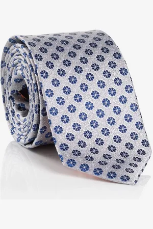 Carlo Monti Krawatte (1-St) aus reiner Seide, mit blauen Ornamenten, 6,5 cm breit