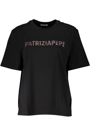 Patrizia Pepe T-Shirt Schwarzes Damen T-Shirt: Kurzarm, Rundhals, Strass - Verkäufer: Redeve