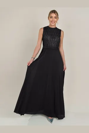 Apart Abendkleid im Materialmix aus plastischer Spitze und Chiffon - Verkäufer: