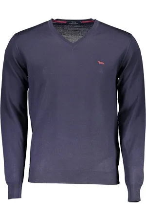 HARMONT&BLAINE Strickpullover Eleganter blauer Herrenpullover mit V-Ausschnitt und Logo-Detail - Verkäufer: Redeve