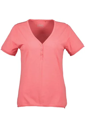 Blue Seven T-Shirt Damen Kurzarm-Shirt Unifarben mit V-Ausschnitt und Knopfleiste - Verkäufer: tomBrook GmbH