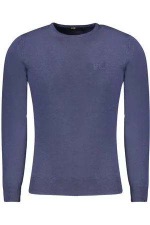 Roberto Cavalli Strickpullover Elegantes Herrenpullover Blau mit Rundhals und Stickerei-Detail - Verkäufer: Redeve