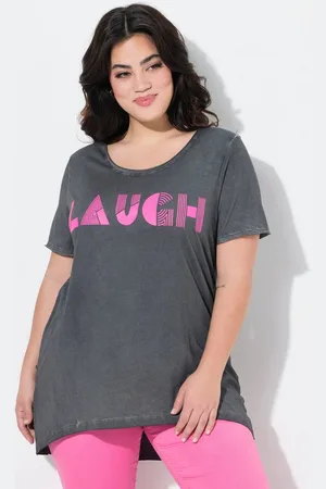 Angel of Style T-Shirt T-Shirt A-Linie leuchtender Schriftzug LAUGH - Verkäufer: Popken Fashion Group
