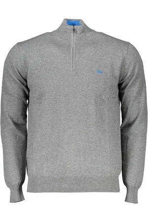 HARMONT&BLAINE Strickpullover Grauer Herrenpullover mit Reißverschluss und Stickerei-Logo - Verkäufer: Redeve