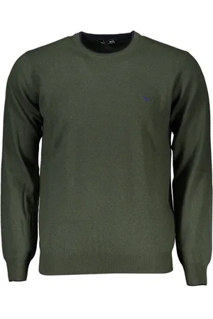 HARMONT&BLAINE Strickpullover Grüner Herrenpullover mit Stickerei & Kontrastdetails - Rundhals - Verkäufer: Redeve