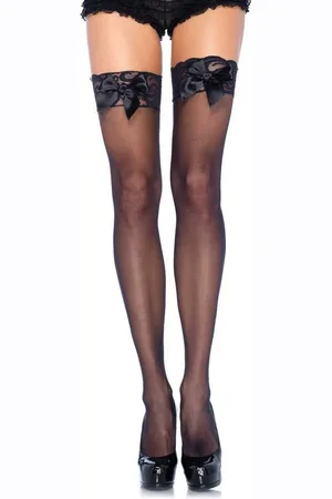 Leg Avenue Strapsstrümpfe Straps-Strümpfe mit Schleifen - (1-Paar) transparent - Verkäufer: Sandritas