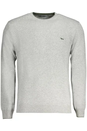 HARMONT&BLAINE Strickpullover Grauer Herrenpullover mit Kontrastdetails und Stickerei kaufen - Verkäufer: Redeve