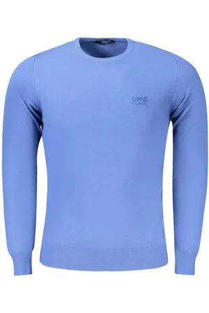 Roberto Cavalli Strickpullover Eleganter Herrenpullover in Blau mit Stickerei und Rundhalsausschnitt - Verkäufer: Redeve