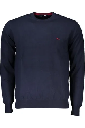 HARMONT&BLAINE Strickpullover Eleganter Herrenpullover: Blau, Langarm, Rundhals mit Stickerei - Verkäufer: Redeve