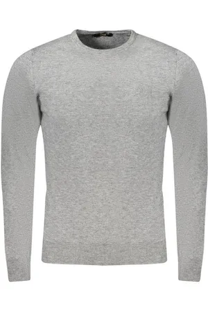 Roberto Cavalli Strickpullover Grauer Herrenpullover mit Rundhals und Stickerei-Details - Verkäufer: Redeve