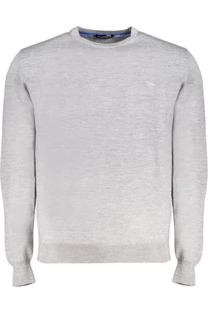 HARMONT&BLAINE Strickpullover Grauer Herrenpullover aus Jersey mit Rundhals und Stickerei-Detail - Verkäufer: Redeve