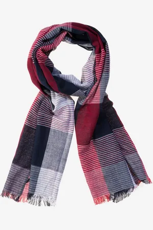 Carlo Monti Schal, (1-St), aus leichter Baumwolle, Streifen-Karo-Design, kurze Fransen