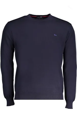 HARMONT&BLAINE Strickpullover Eleganter blauer Herrenpullover mit Rundhals und Stickerei-Details - Verkäufer: Redeve