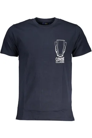 Roberto Cavalli T-Shirt Herren T-Shirt Blau mit Rundhals und Druck - - Verkäufer: Redeve