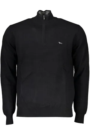 HARMONT&BLAINE Strickpullover Eleganter Herren-Pullover in Schwarz mit Stickerei und Reißverschluss - Verkäufer: Redeve